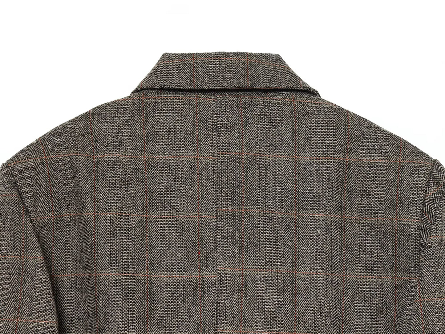 Women's loose wool blended plaid Blazer Coat