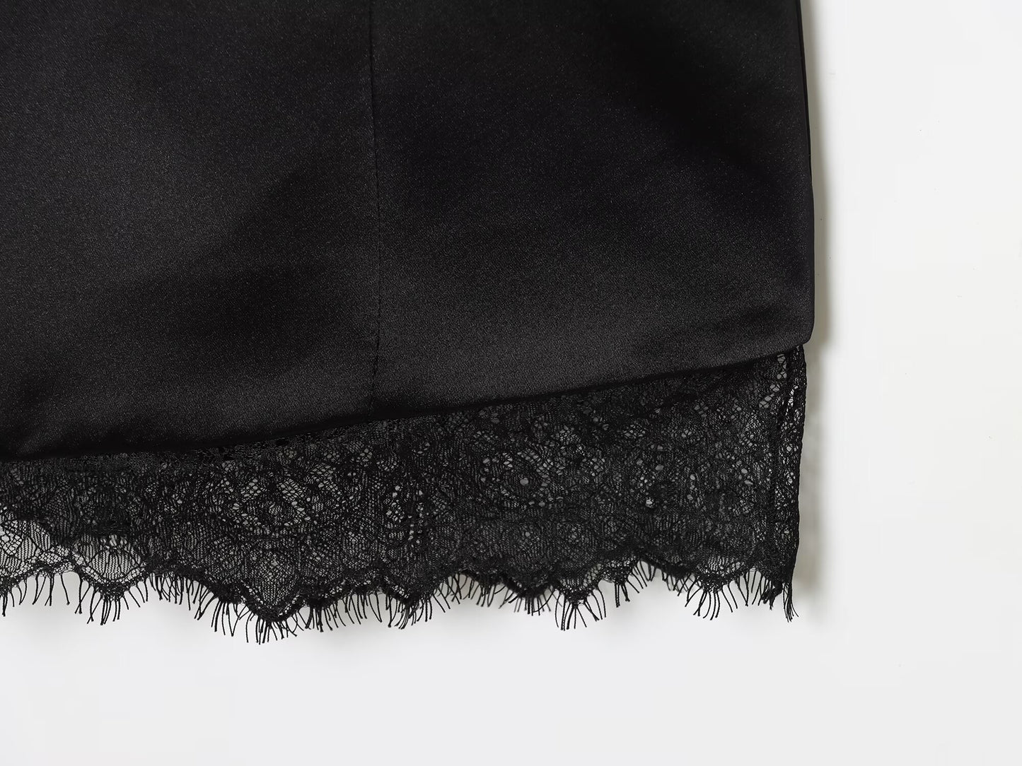 Women's new satin texture sexy lace suspender mini dress