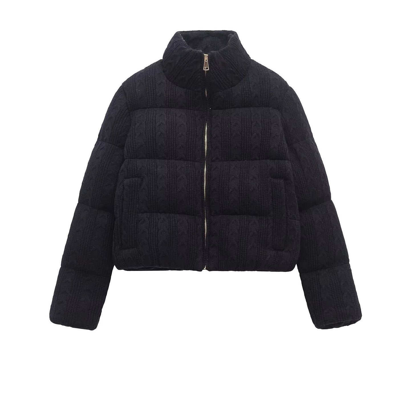 Women's standing collar warm knit pilot jacket Coat