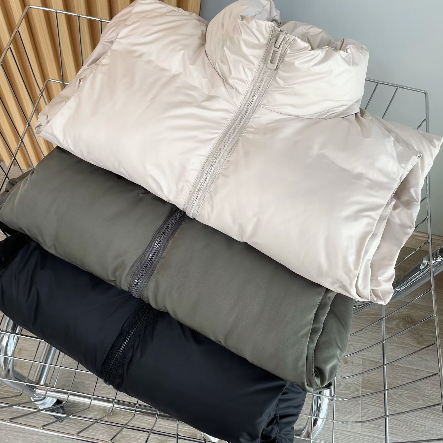 Women's standing collar sleeveless zipper cotton vest