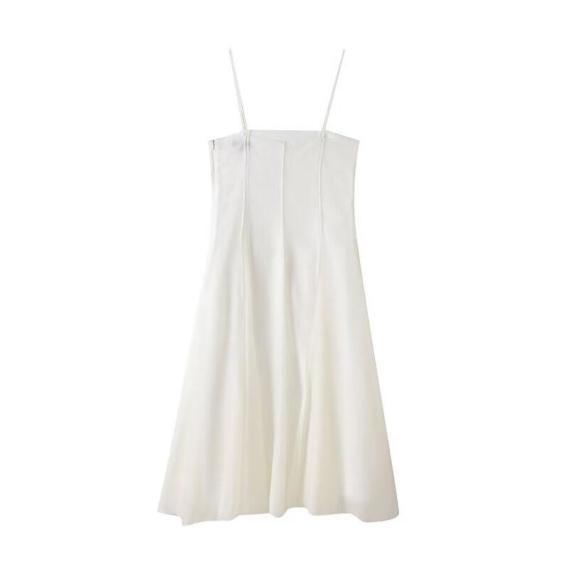 Women's new fashion vacation style draped suspender MIDI dress