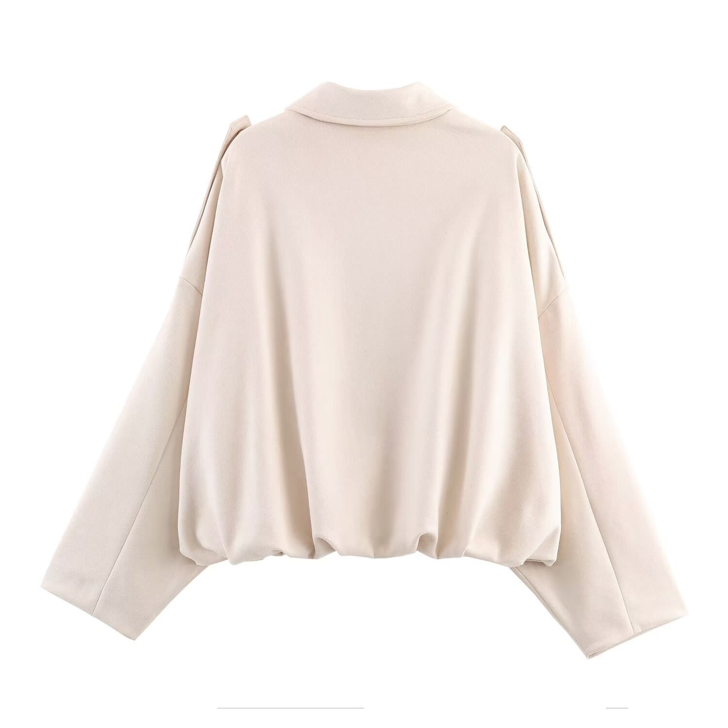 Women's new fashion faux suede effect loose bat sleeves flight jacket Coat