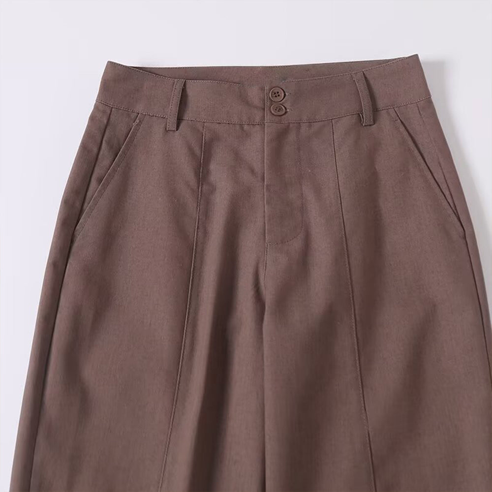 Women's new fashion draped design linen blended micro flared pants