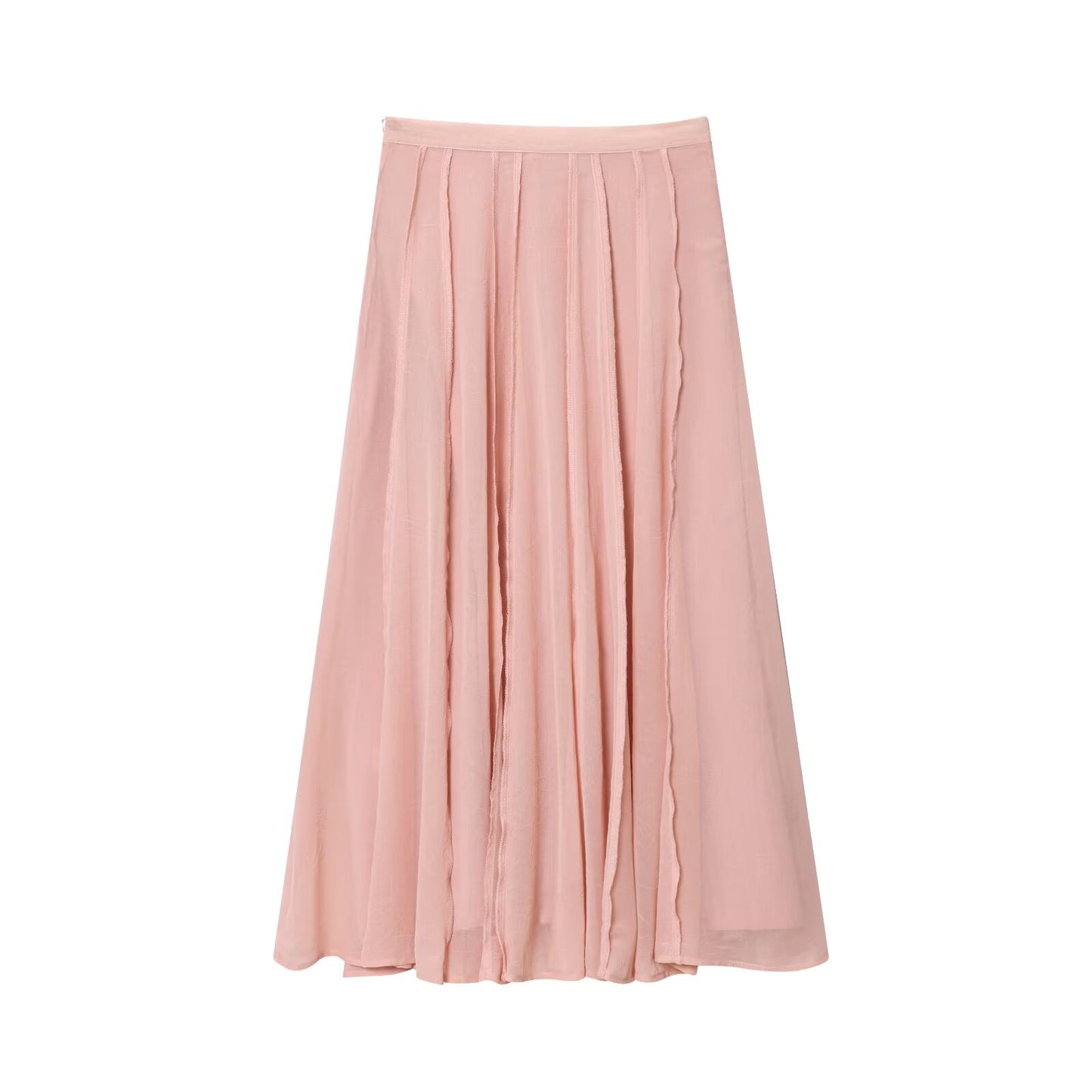 Women's chic fashion line decoration semi transparent MIDI skirt