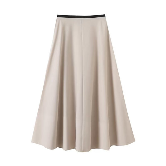 Women's 2025 new fashion contrasting draped midi skirt