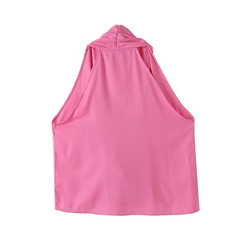 Women's new fashion cross hanging neck collar sleeveless top