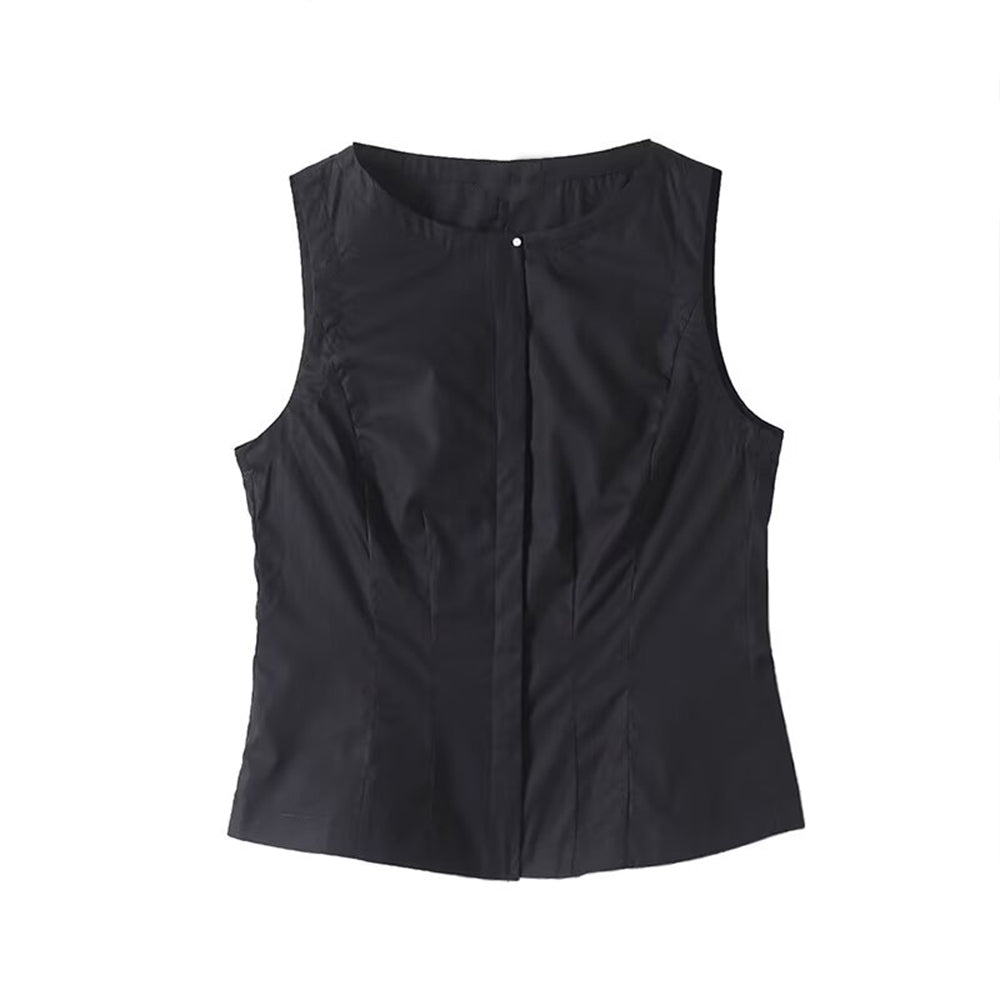 Women's new fashion slim single breasted sleeveless vest+Skirts suit