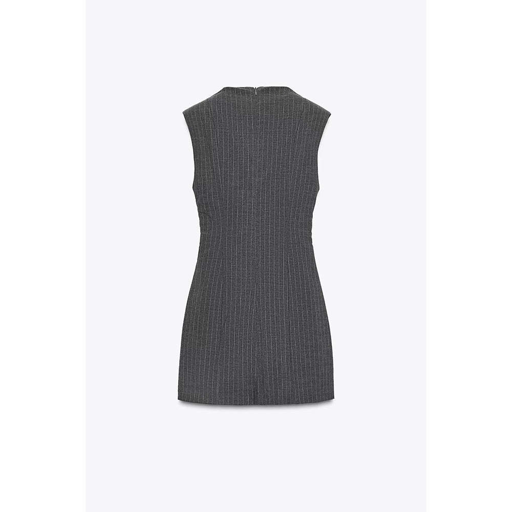 Women's with shoulder pads sleeveless striped mini dress