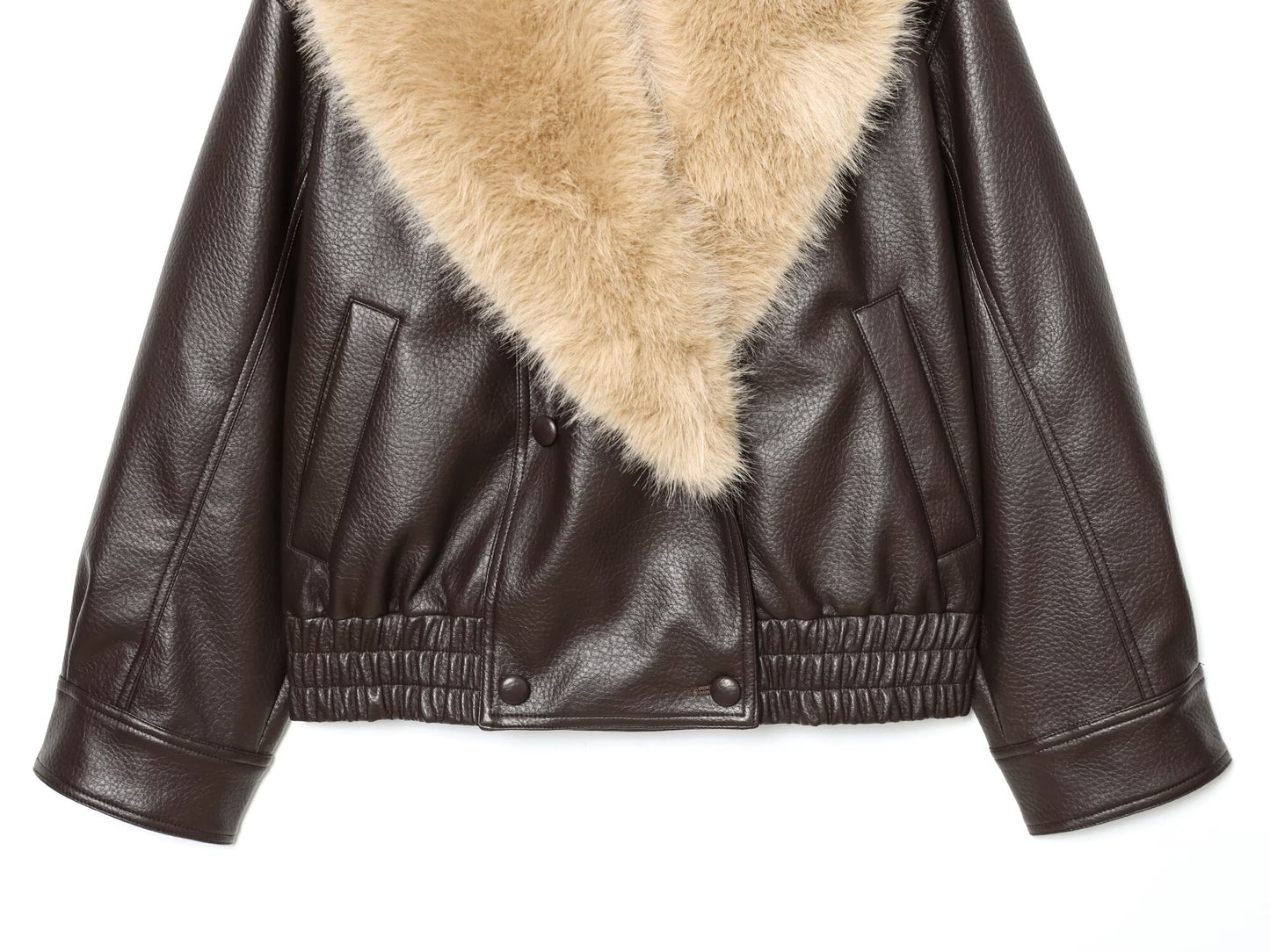 Women's detachable fur collar Faux Leather jacket Coat