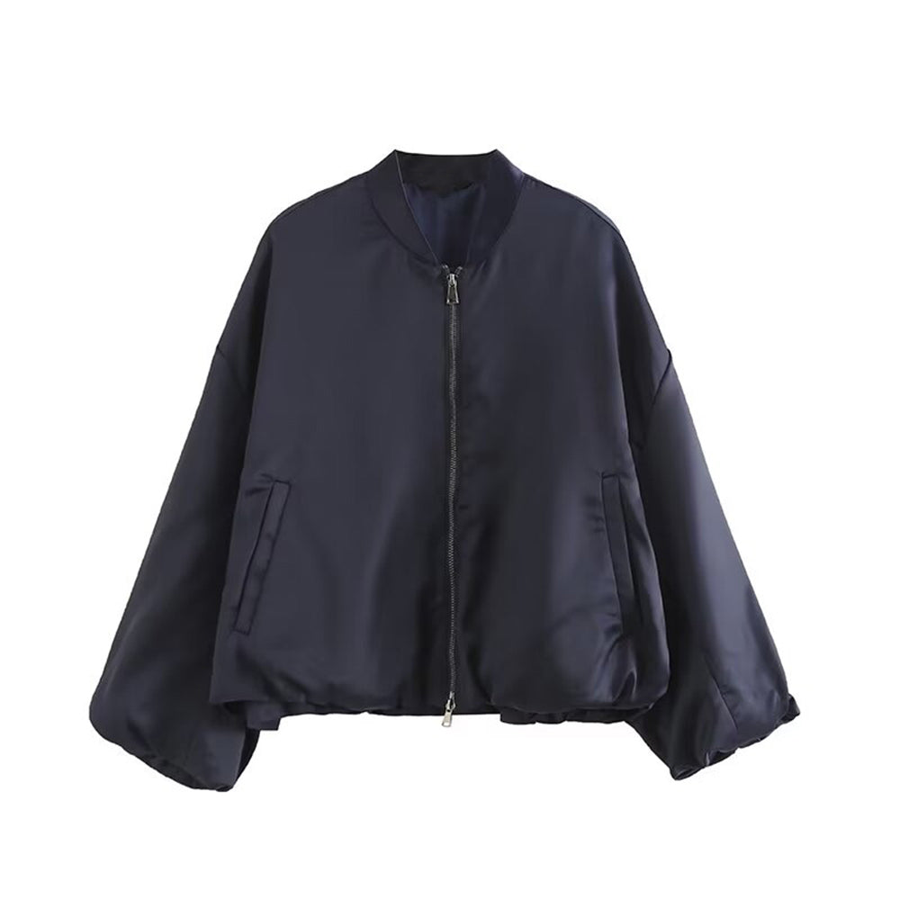 Women's casual short puffy sleeve pilot jacket Coat