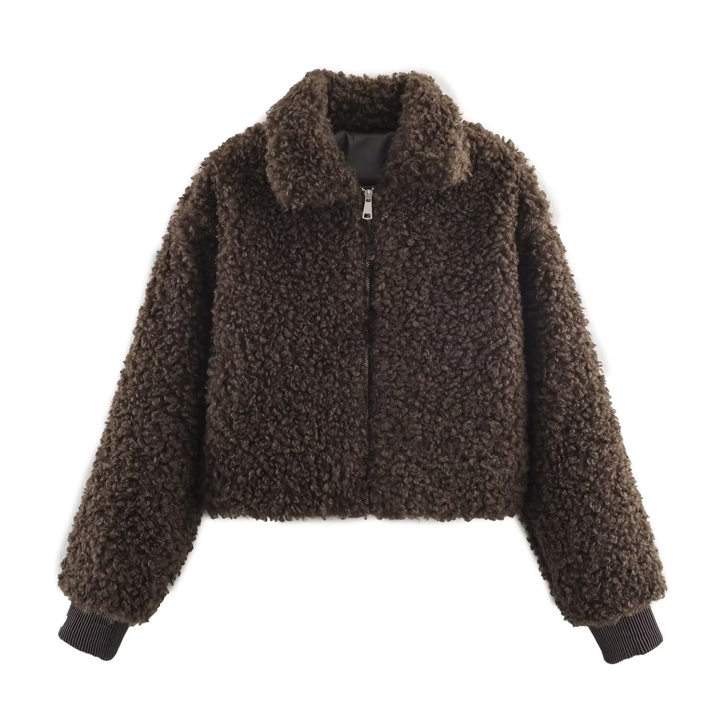 Women's short Lapel thick fleece jacket Coat