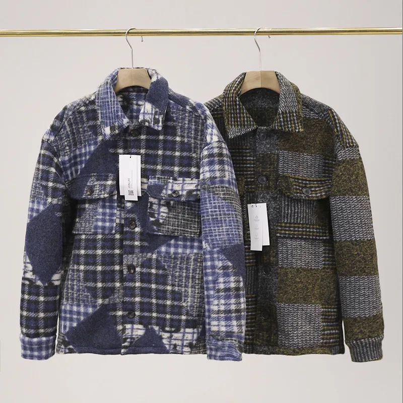 Men's New Fashion Casual Lapel Loose Pocket Decoration Retro Jacket Casual Shirt Plaid Shirt Coat