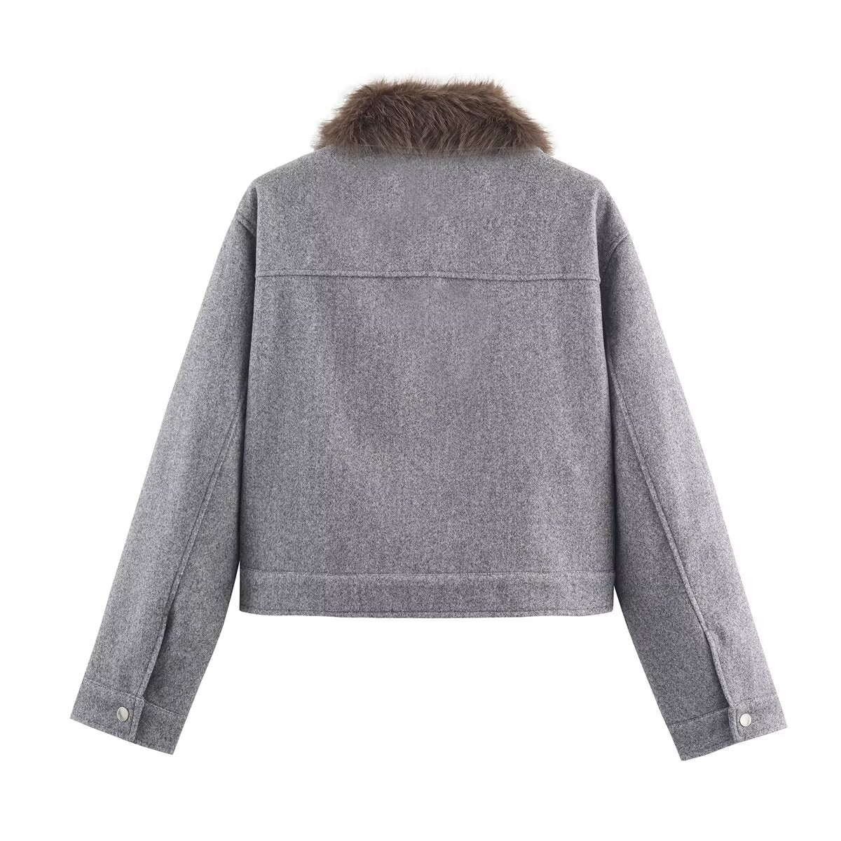 Women's fur collar design short woolen jacket Coat