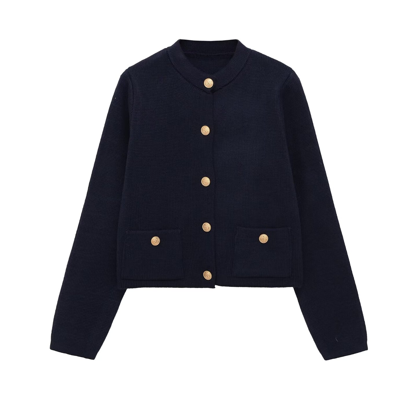 Women's O Neck long sleeved elastic knitted Coat