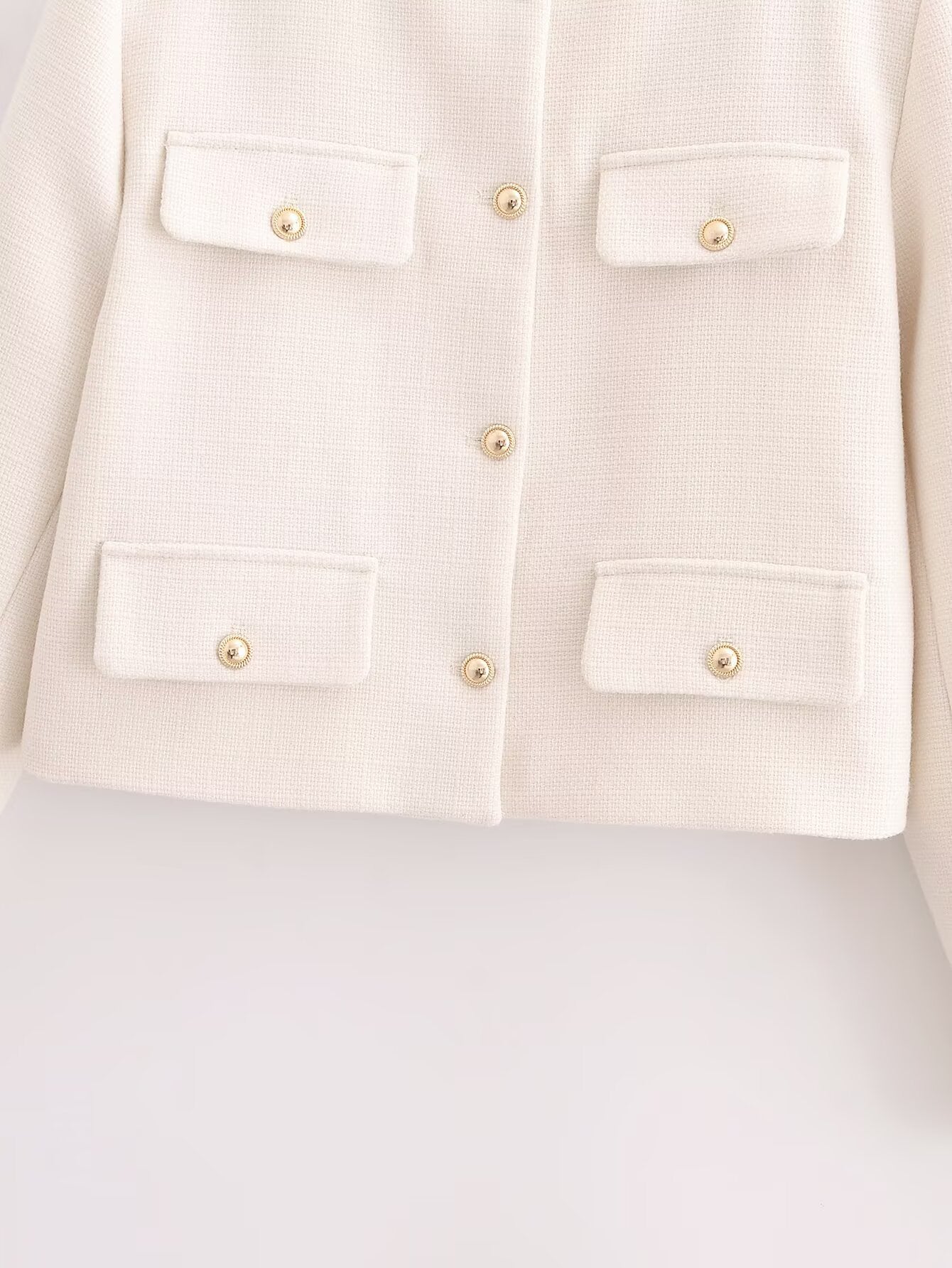 Women's New Short Coarse textile O Neck Coat