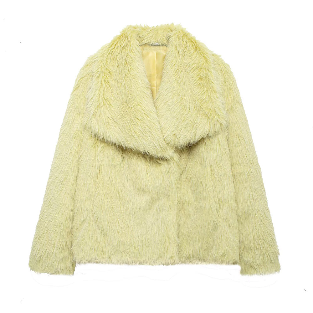 Women's Winter New Artificial Fur Effect Warm Lapel Coat