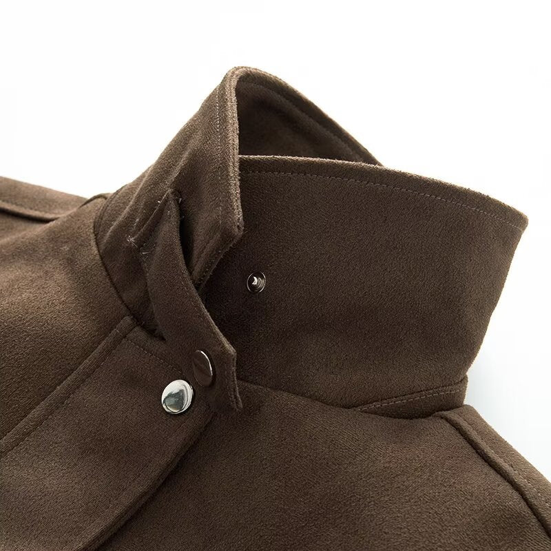 Women's loose casual suede Leather jacket Coat