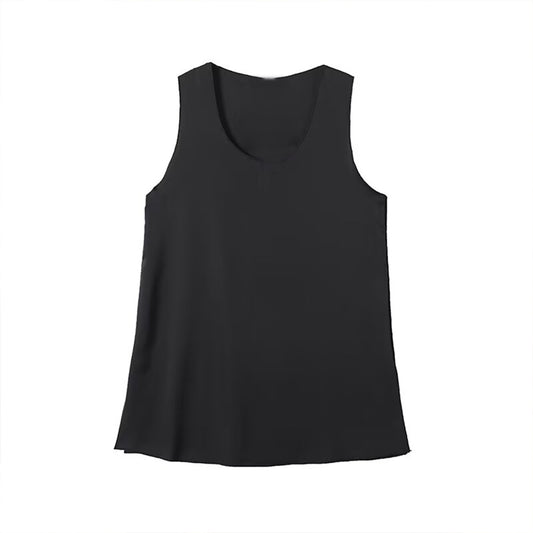 Women's new fashion satin texture sleeveless U-neck shirt