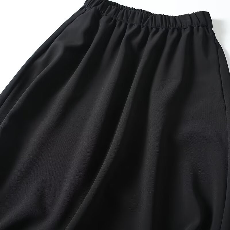 Women's new fashion black elastic waist trumpet Midi skirt