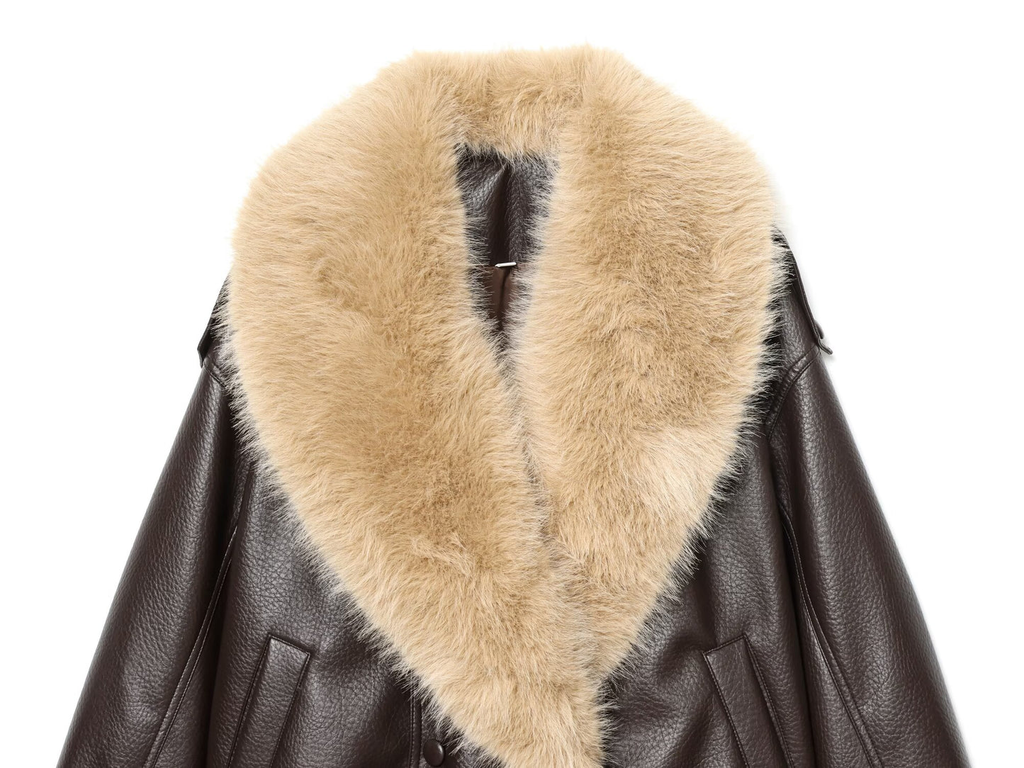 Women's detachable fur collar Faux Leather jacket Coat