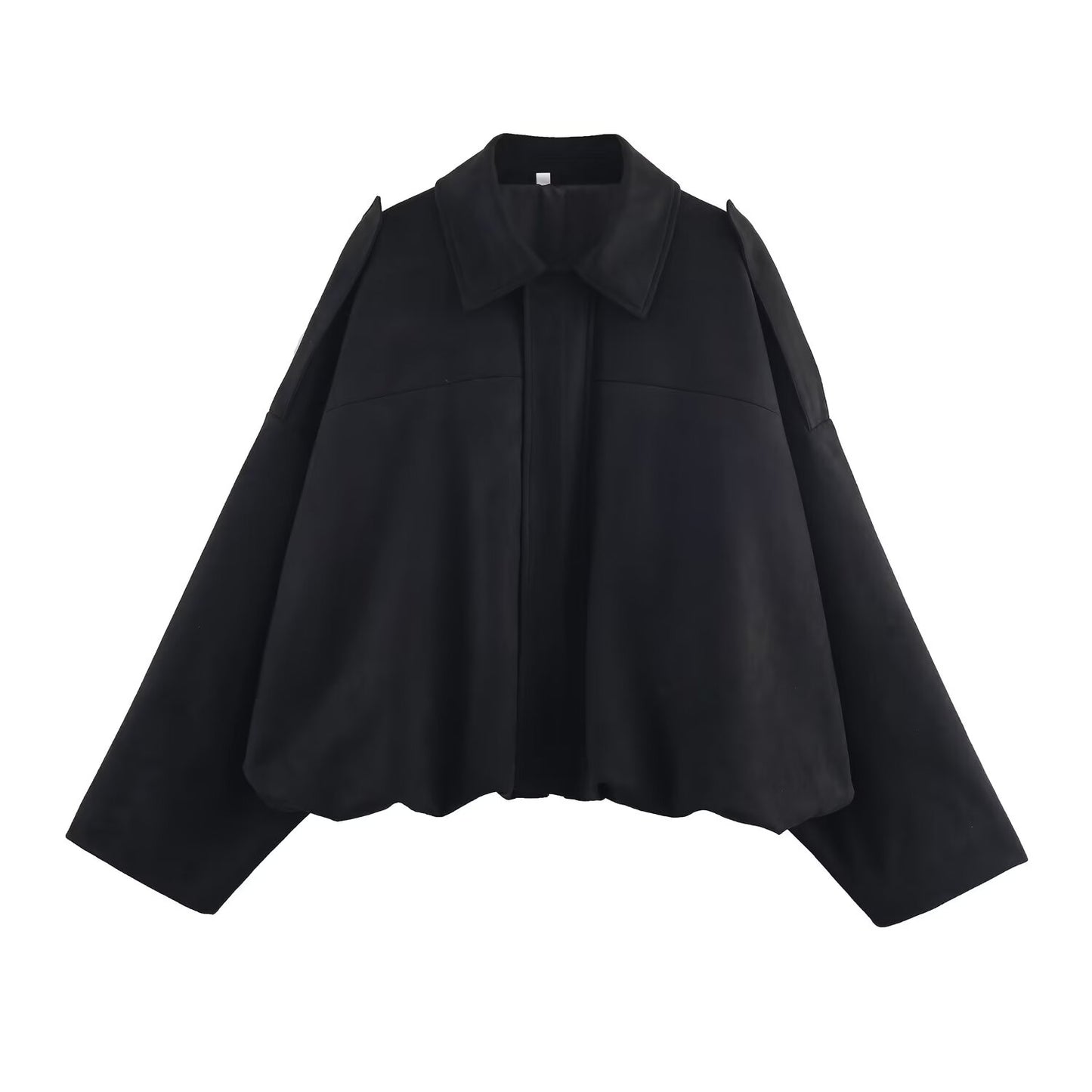 Women's new fashion faux suede effect loose bat sleeves flight jacket Coat