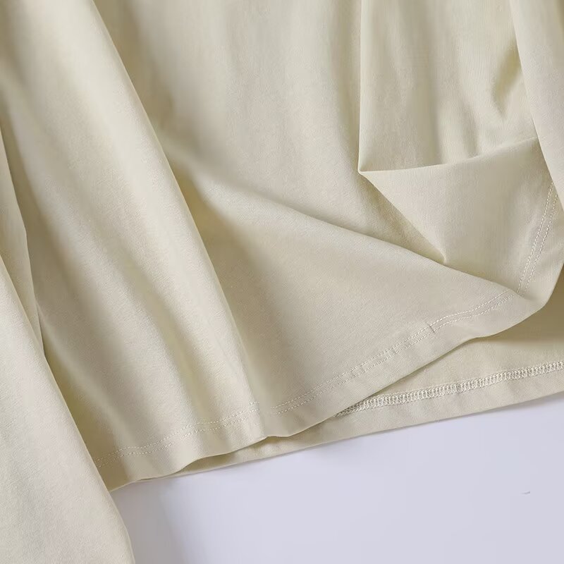 Women's new round neck long sleeved cotton T-shirt