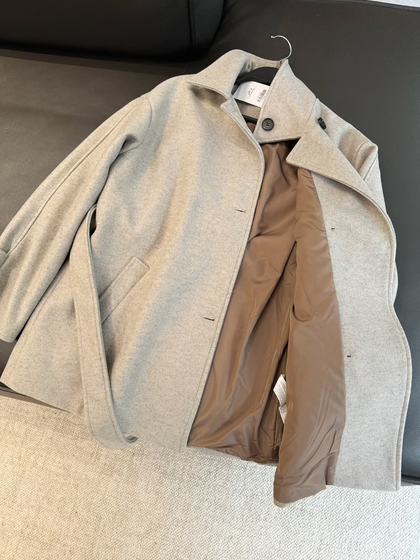 Women's New With Belt Double layered collar Soft Texture Coat