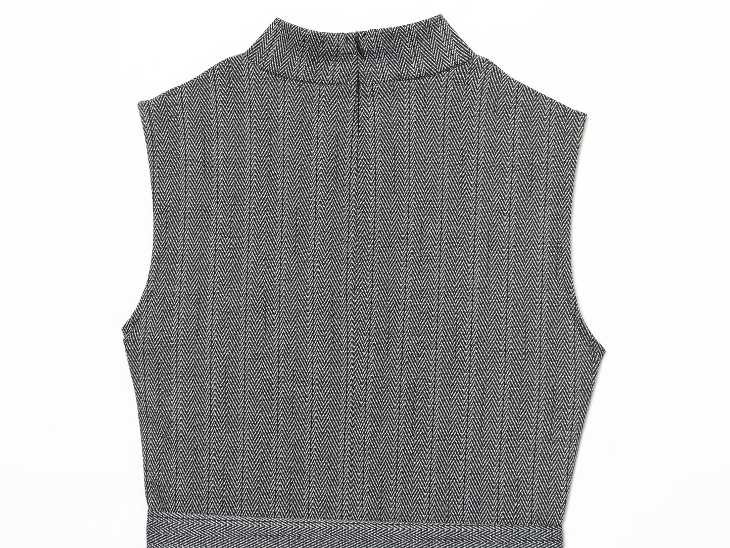 Women's New Fashion With Belt Sleeveless Twill Midi Dress