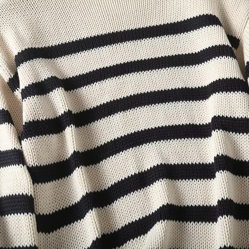 Women's new comfortable casual striped knitted sweater