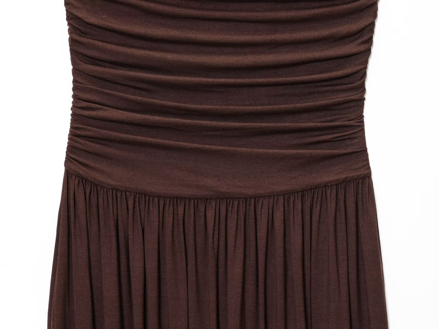 Summer women's fashion vacation style strapless pleated MIDI dress