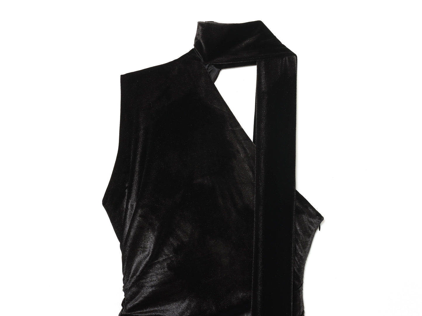 Women's new scarf decoration slim pleated velvet mini dress