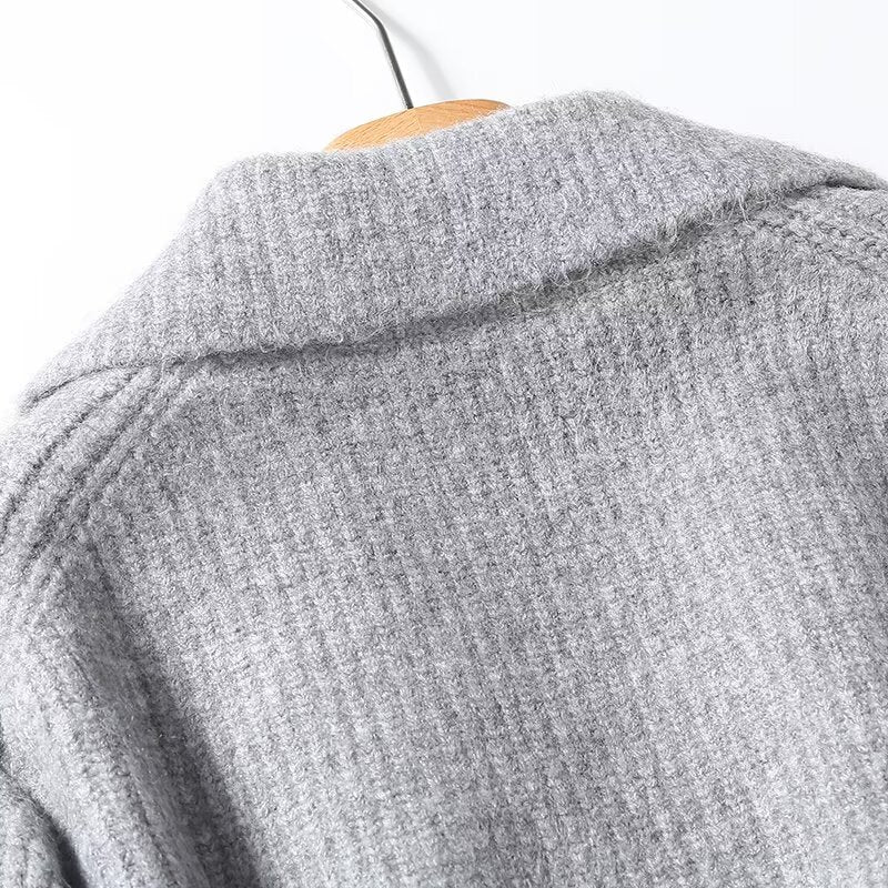 Women's soft texture double breasted knitted cardigan Coat