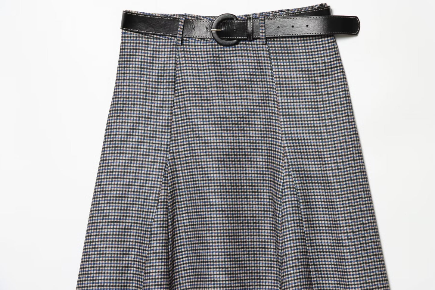 Women's With Belt Casual Plaid Midi Skirt