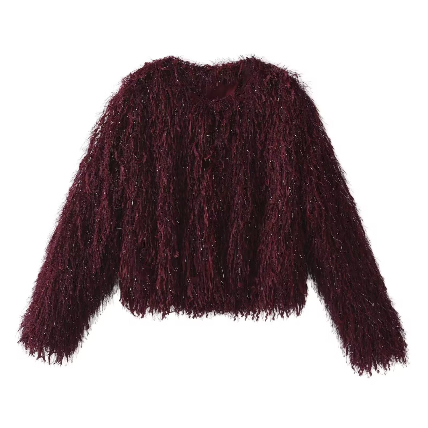 Women's metal Edge decorative short O Neck Coat