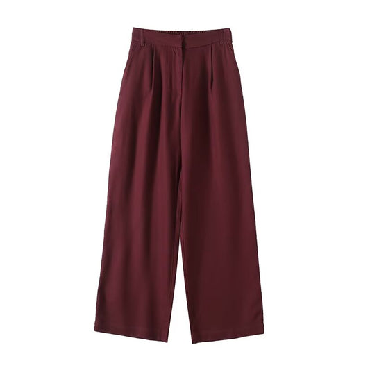 Women's new fashion casual linen blended wide leg pants