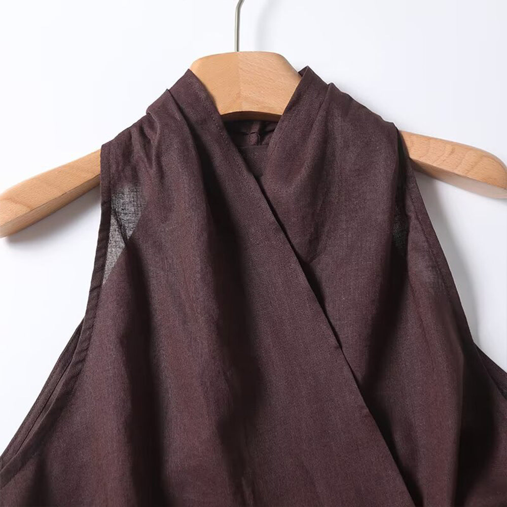 Women's 2025 new fashion hanging neck sleeveless lace up top