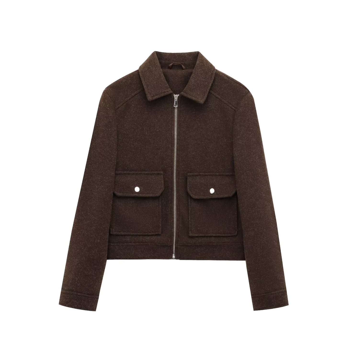Women's soft textured lapel woolen jacket Coat