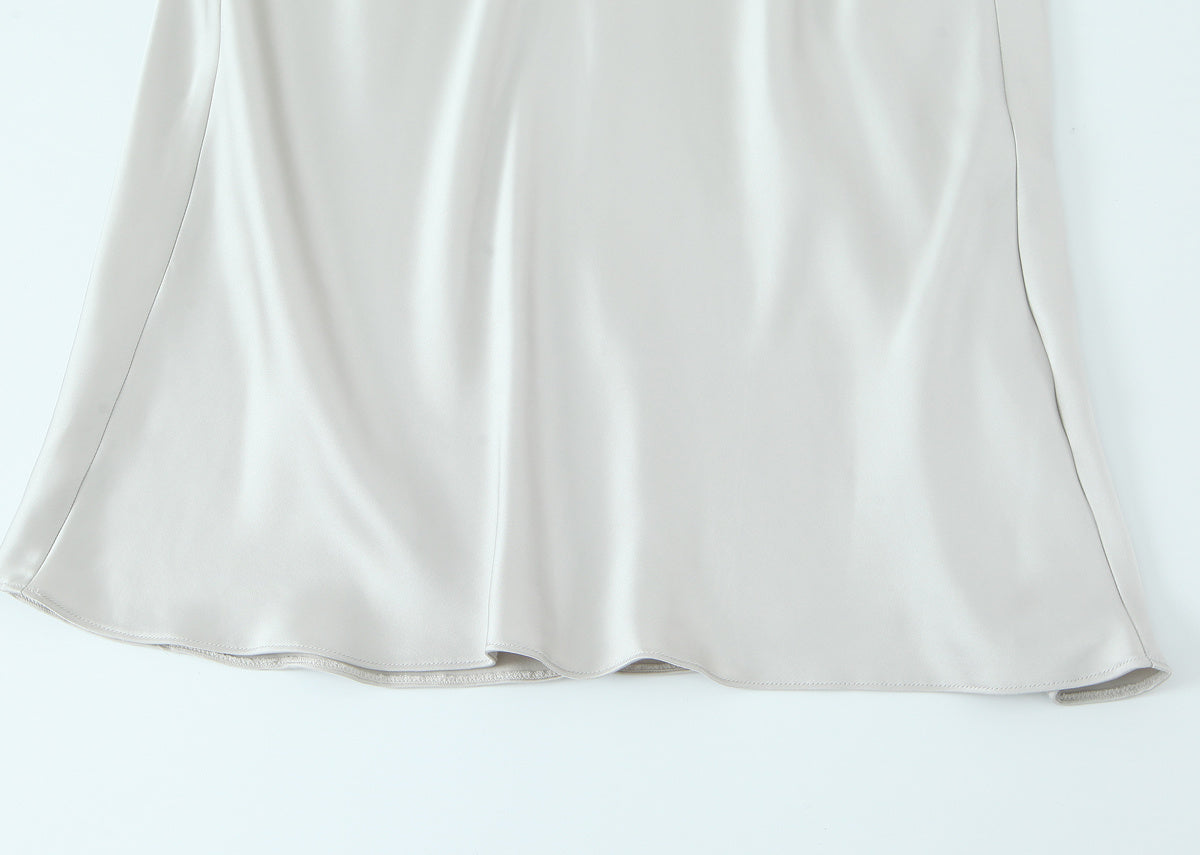 Women's New Fashion Thin Scarf Decorative Satin Texture Midi Dress