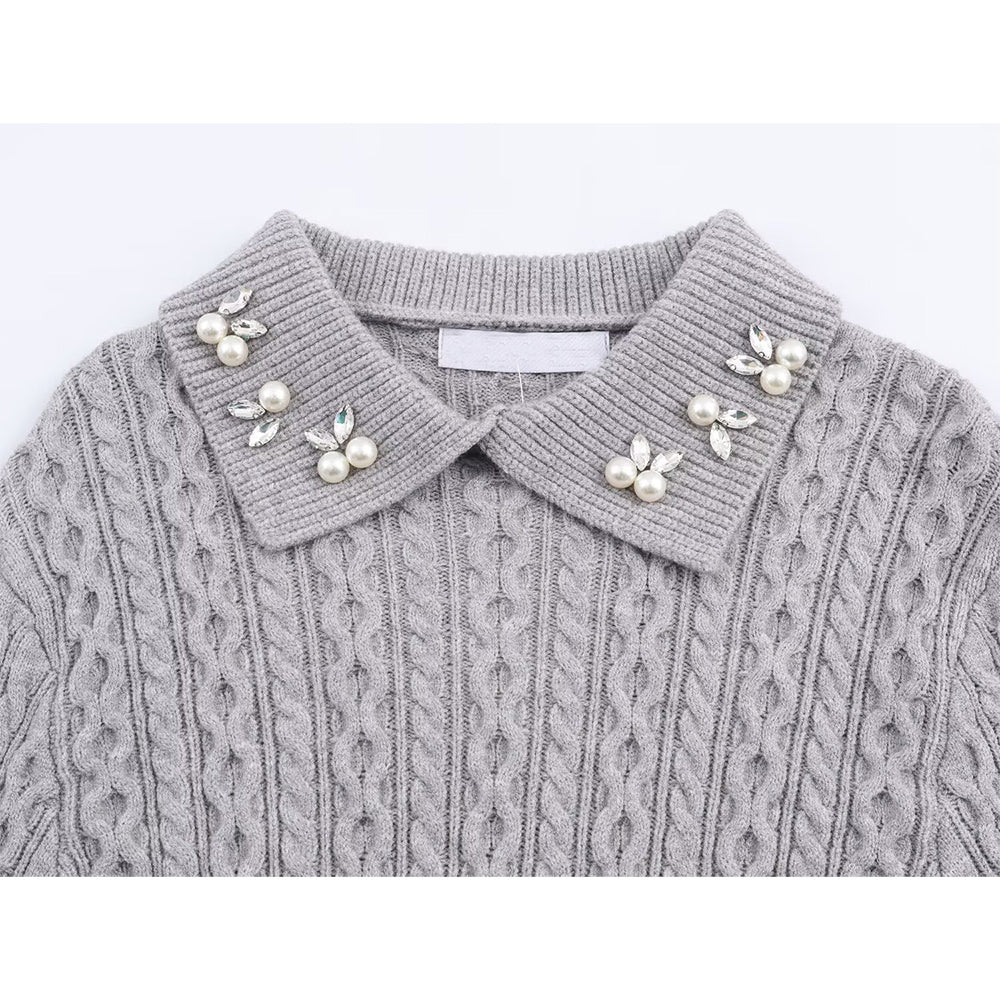 Women's jewelry collar decoration striped knitted sweater