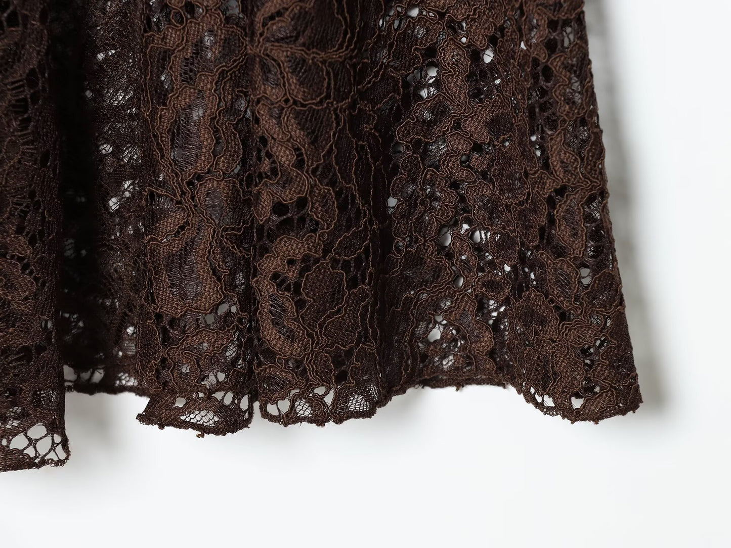 Women's lace hem satin texture MIDI skirt