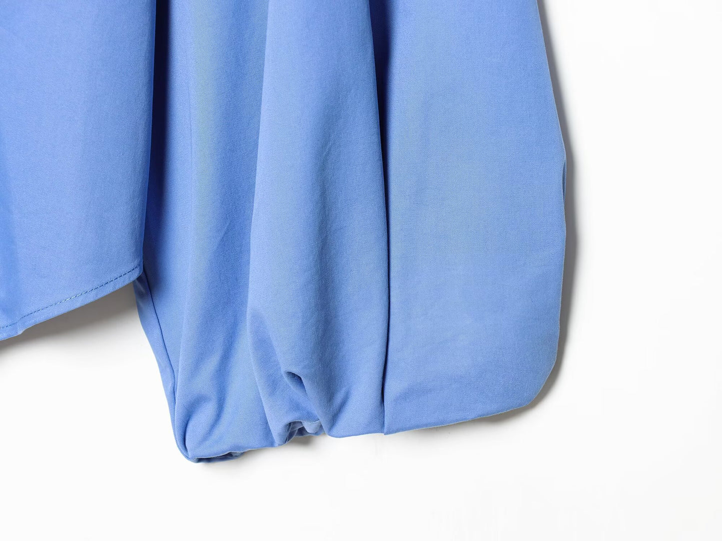 Women's O Neck zipper balloon sleeve poplin shirt