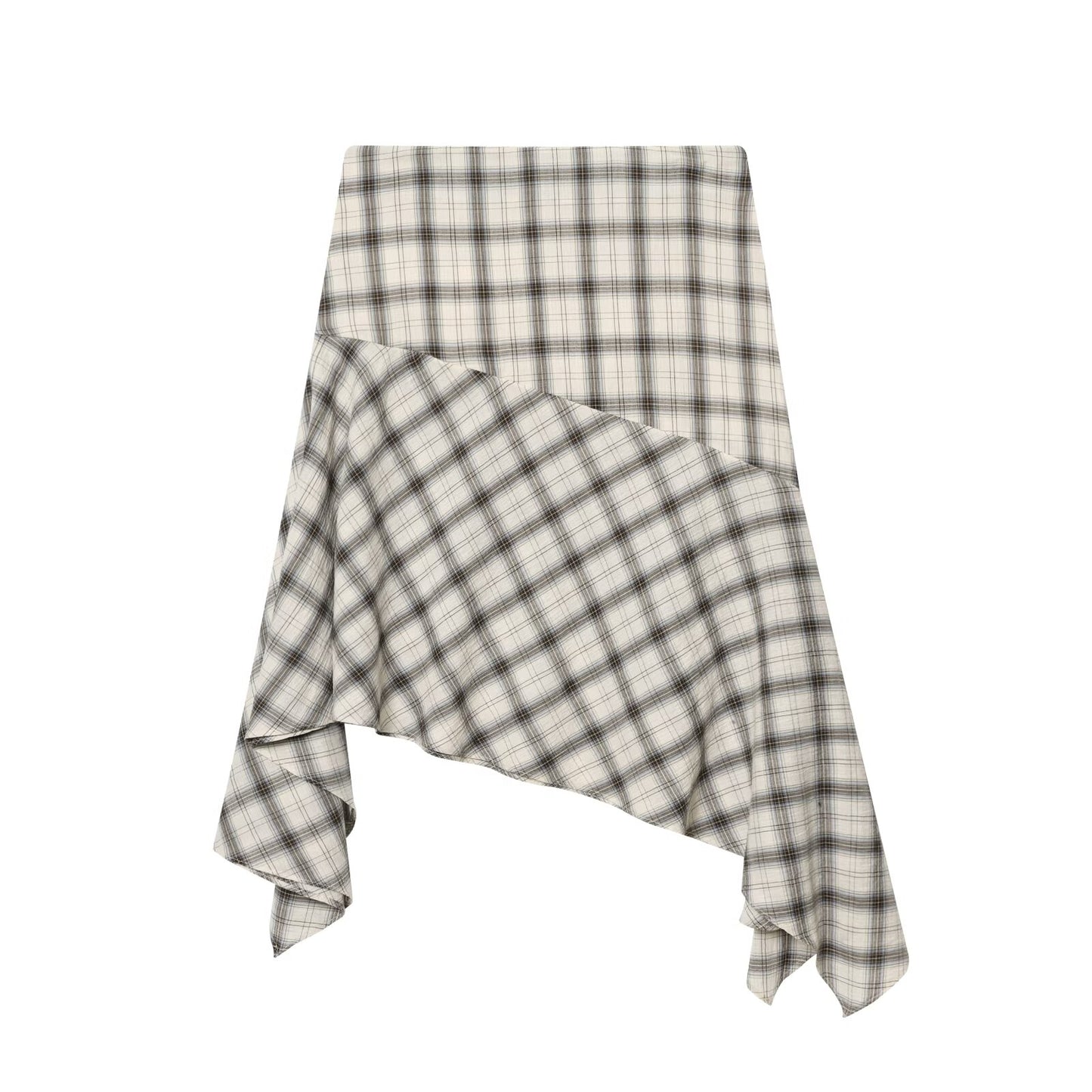 suit Women's 2 pieces short O Neck checkered shirt+Skirts