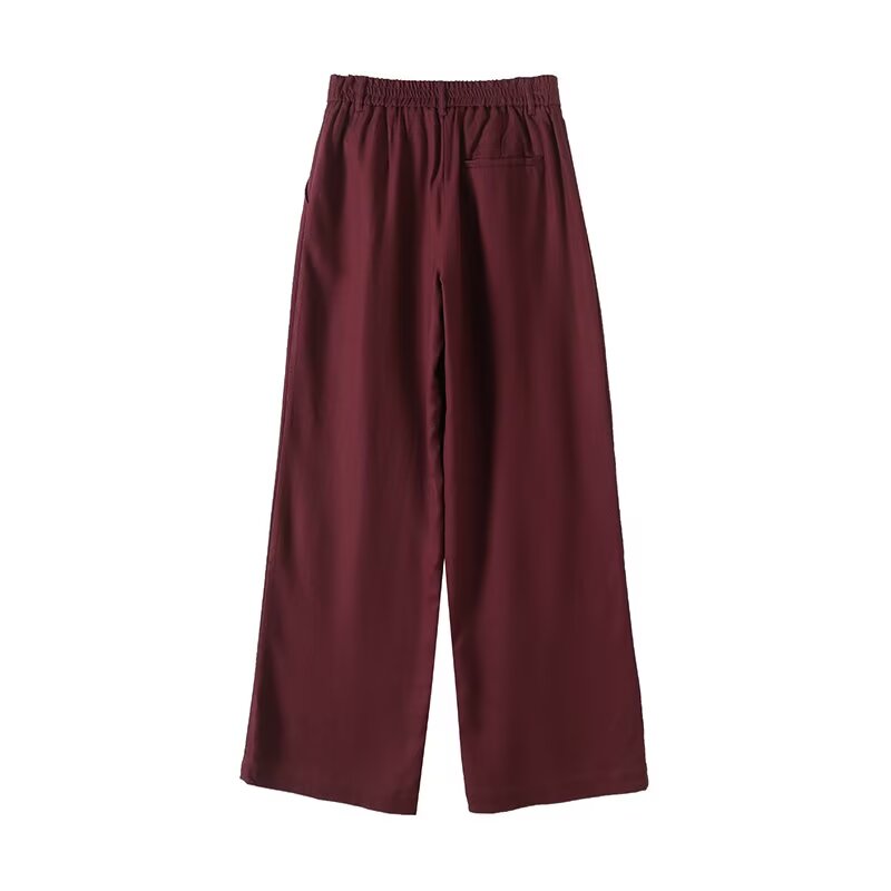 Women's new fashion casual linen blended wide leg pants