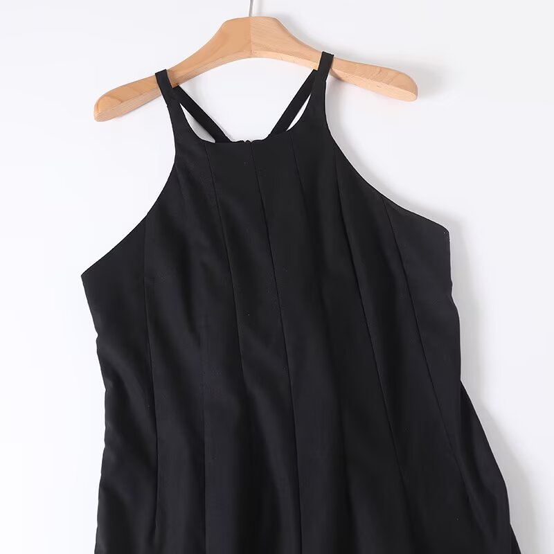 Women's New Fashion Vacation Style sleeveless suspender Midi Dress