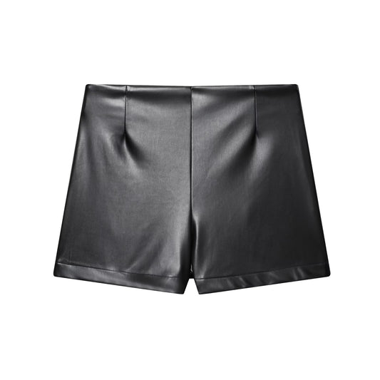 Women's casual faux leather high waisted shorts
