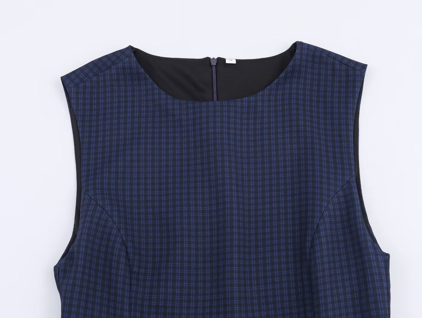 Women's new layered decoration sleeveless plaid mini dress