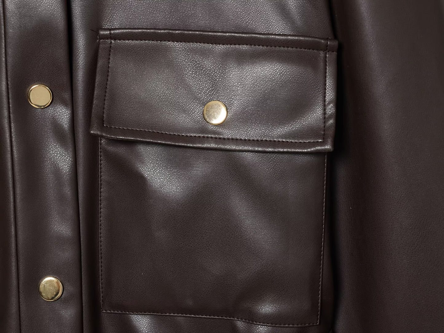 Women's with Belt shirt style faux leather Coat