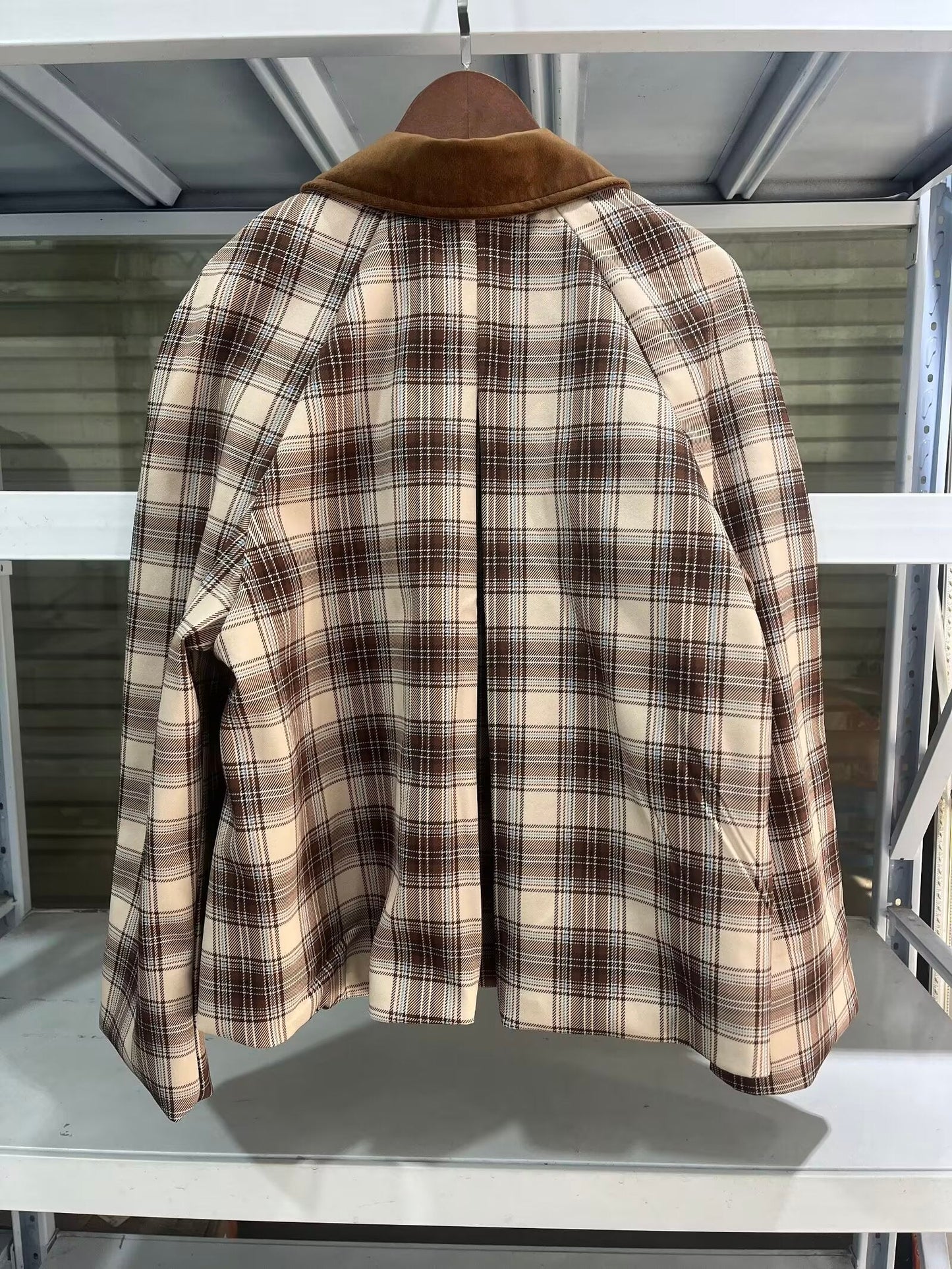 Women's New Fashion Casual Joker Plaid Cloak Jacket Retro Zipper Long Sleeve Chic Coat.