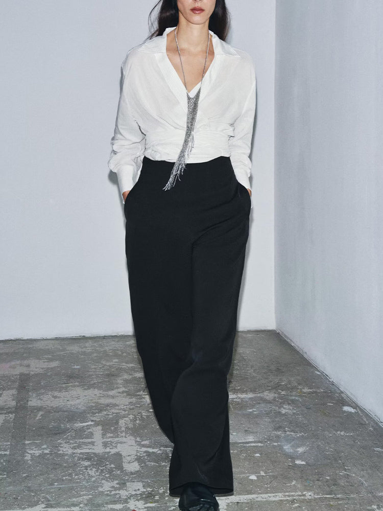 Women's new fashion comfortable loose high waisted zipper pants