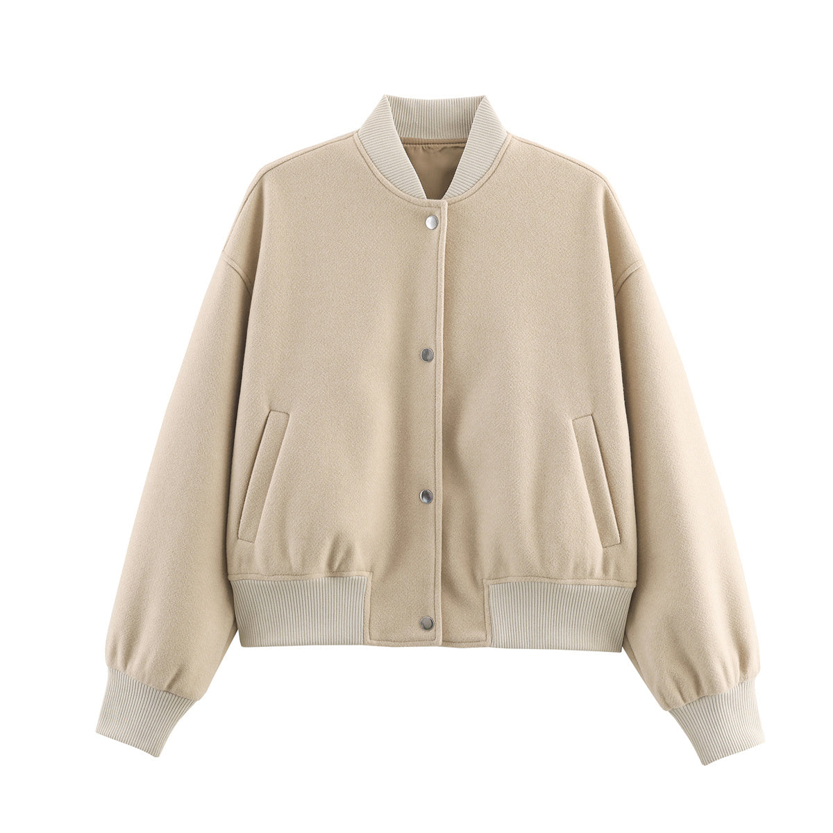 Women's standing collar soft wool blend jacket coat